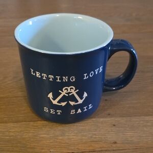 Hazel & Co- "Letting Love Set Sail" Oversized Deep Blue Anchor Mug